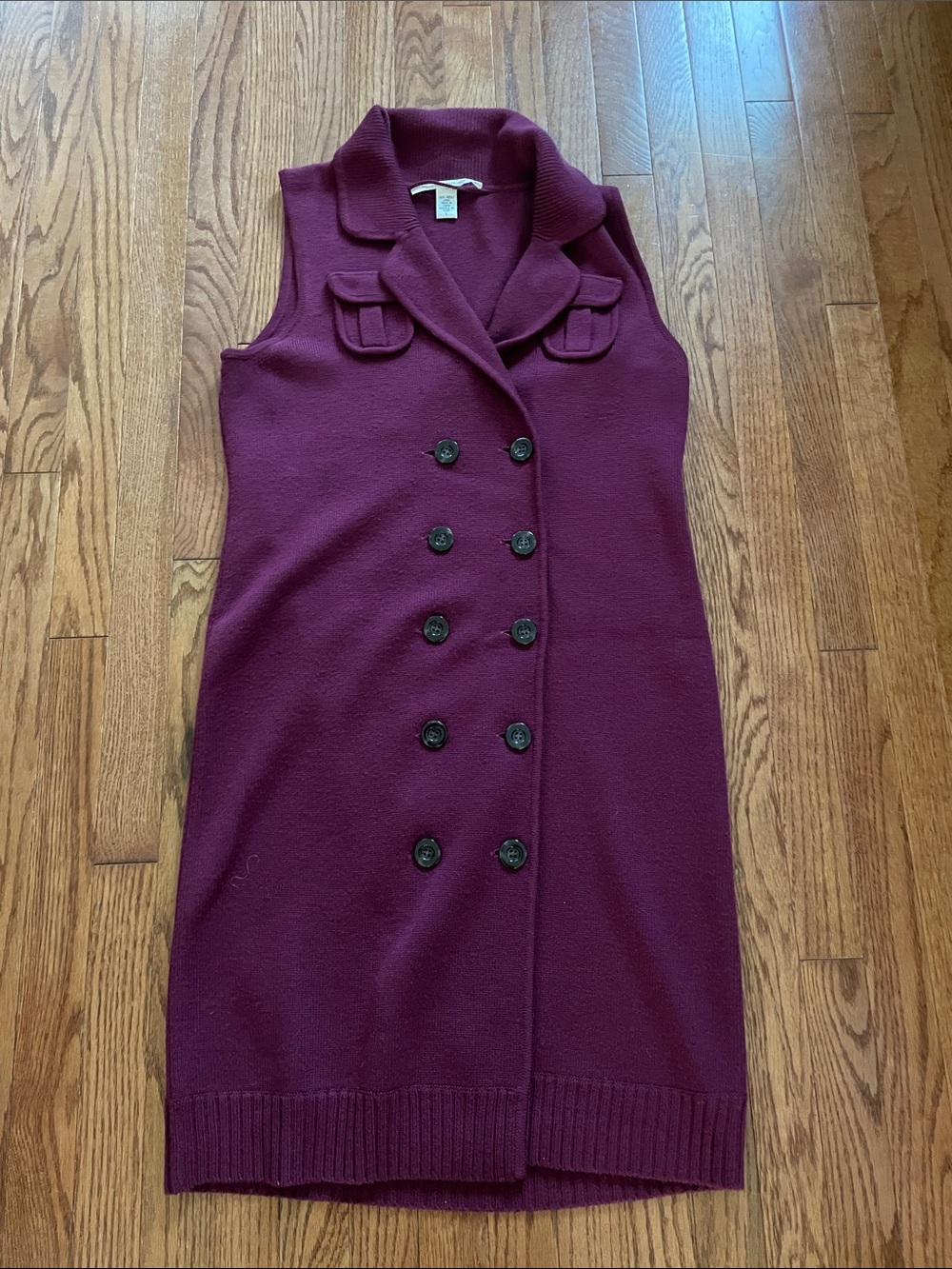 Diane von Furstenberg Burgundy Sleeveless Knit Midi Sweater Dress Sz Large